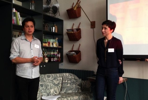 Ben Silberman (CEO) et Stéphanie Tramicheck (DG France) font le bilan d'un an de Pinterest en France. © AFP