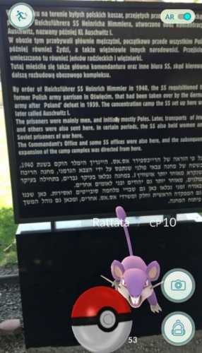 Un joueur capturant un Pokémon à l'entrée du camp... 