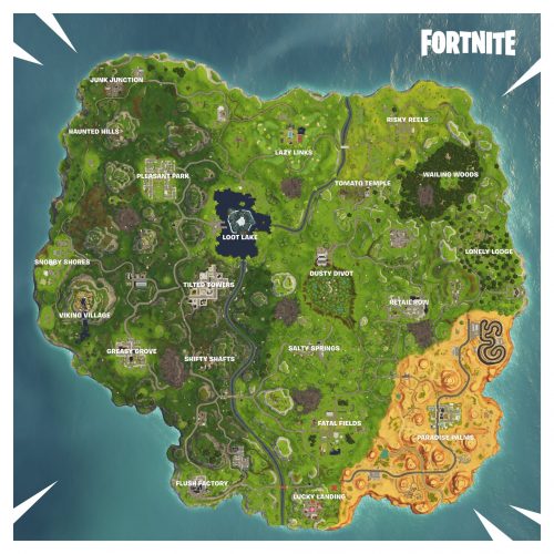 La carte de la sixième saison du mode battle royale de Fortnite