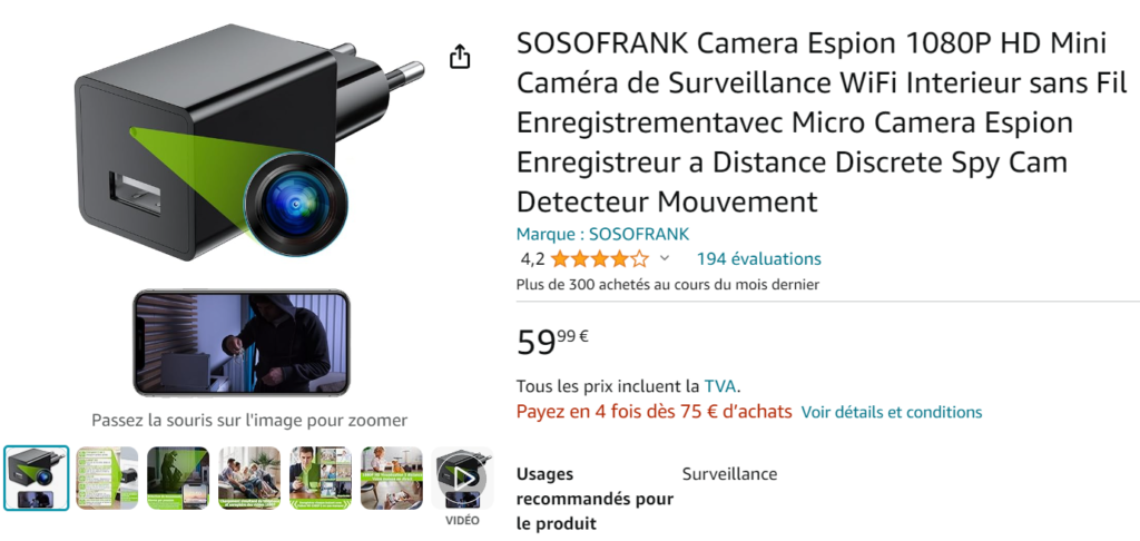 Amazon : la vente de caméras espion inquiète - Geeko