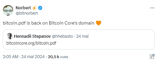 Capture d'écran post de bitnorbert