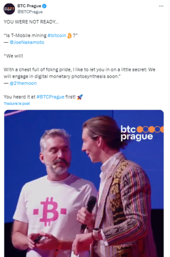 Capture d'écran intervention de T-Mobile au BTC Prague 