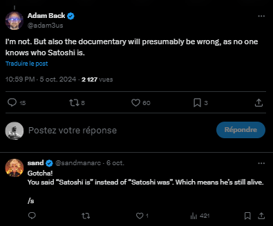 Capture d'un tweet d'Adam Back